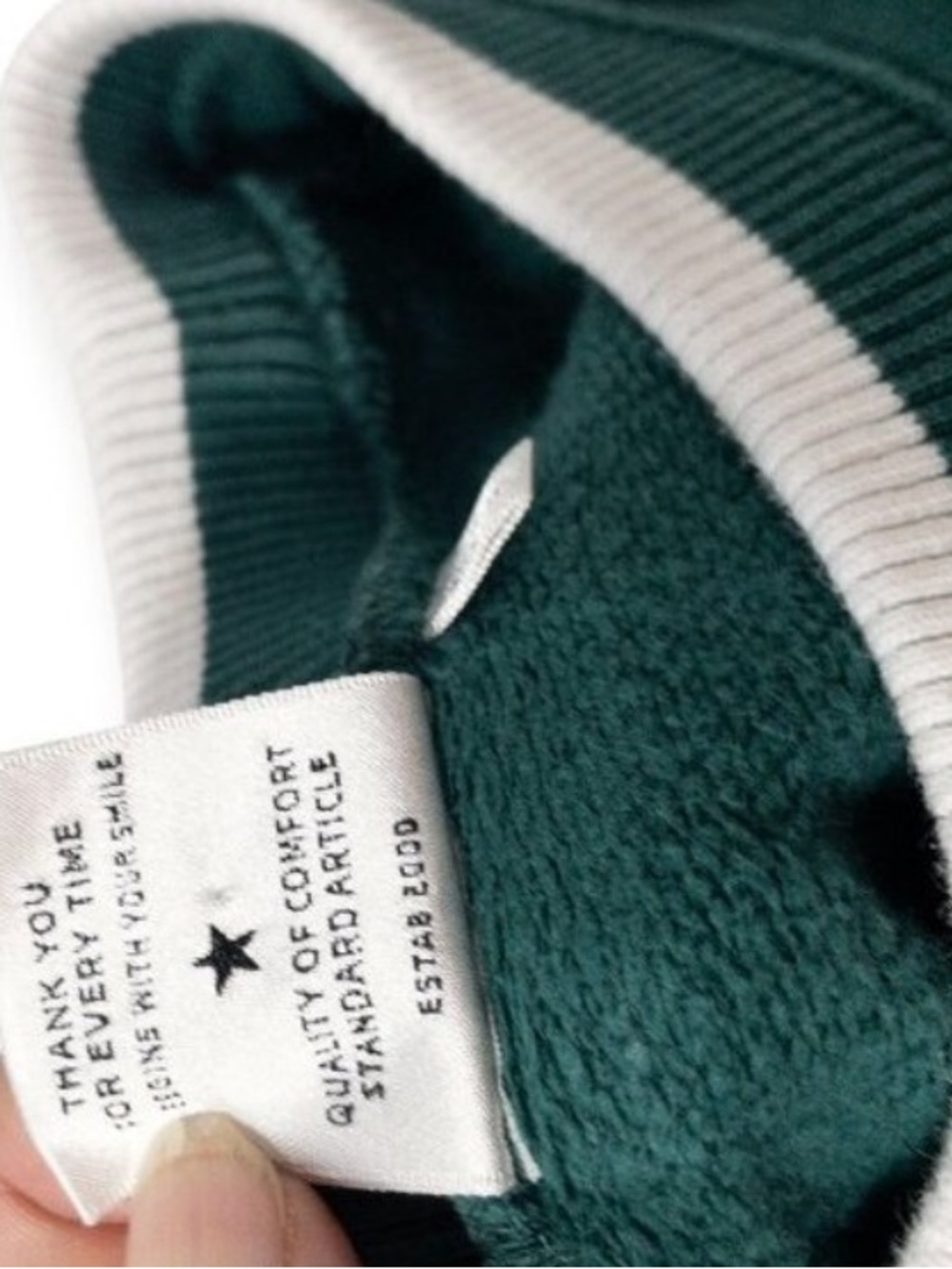 Moussy Tokyo Green Cropped Sweatshirt Striped Cuffs Size M - Picture 4 of 6